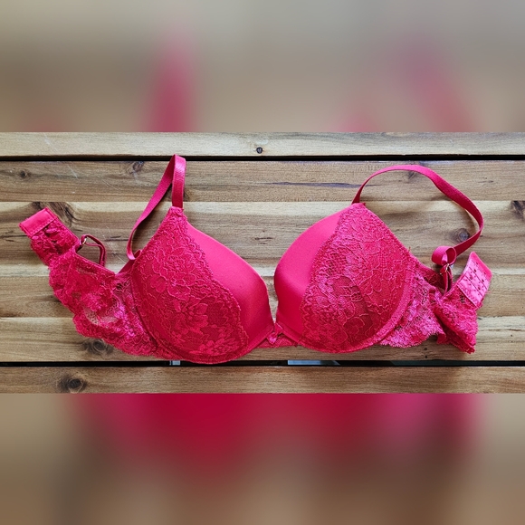 kathy ireland Other - Kathy Ireland Red Lace / Satin Padded Bra - Size 34B